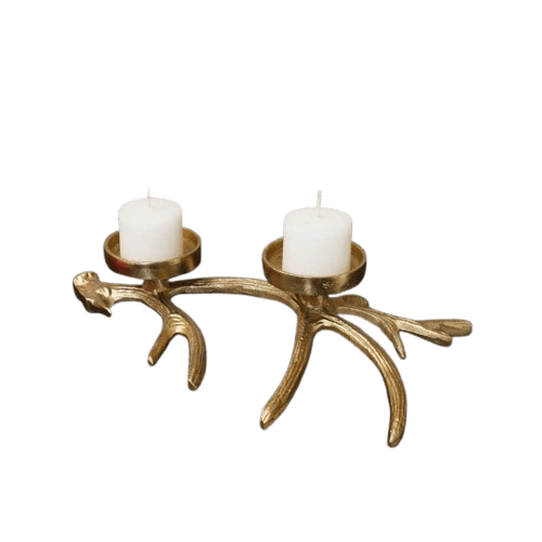  ALUMINIUM 2 PILLAR CANDLE HOLDER (COPPER)